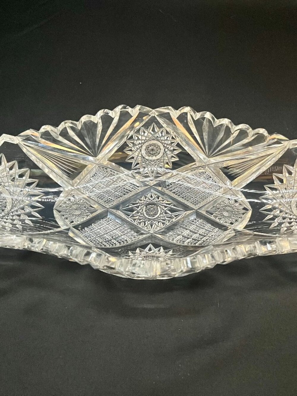 Antique American Brilliant Period Cut Crystal Celery, Relish, Or Candy Dish
